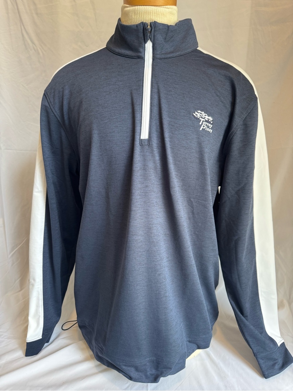 PUMA Golf Torrey Pines Cloudspun T7 Quarter-Zip Pullover * Heather Navy Men's XL